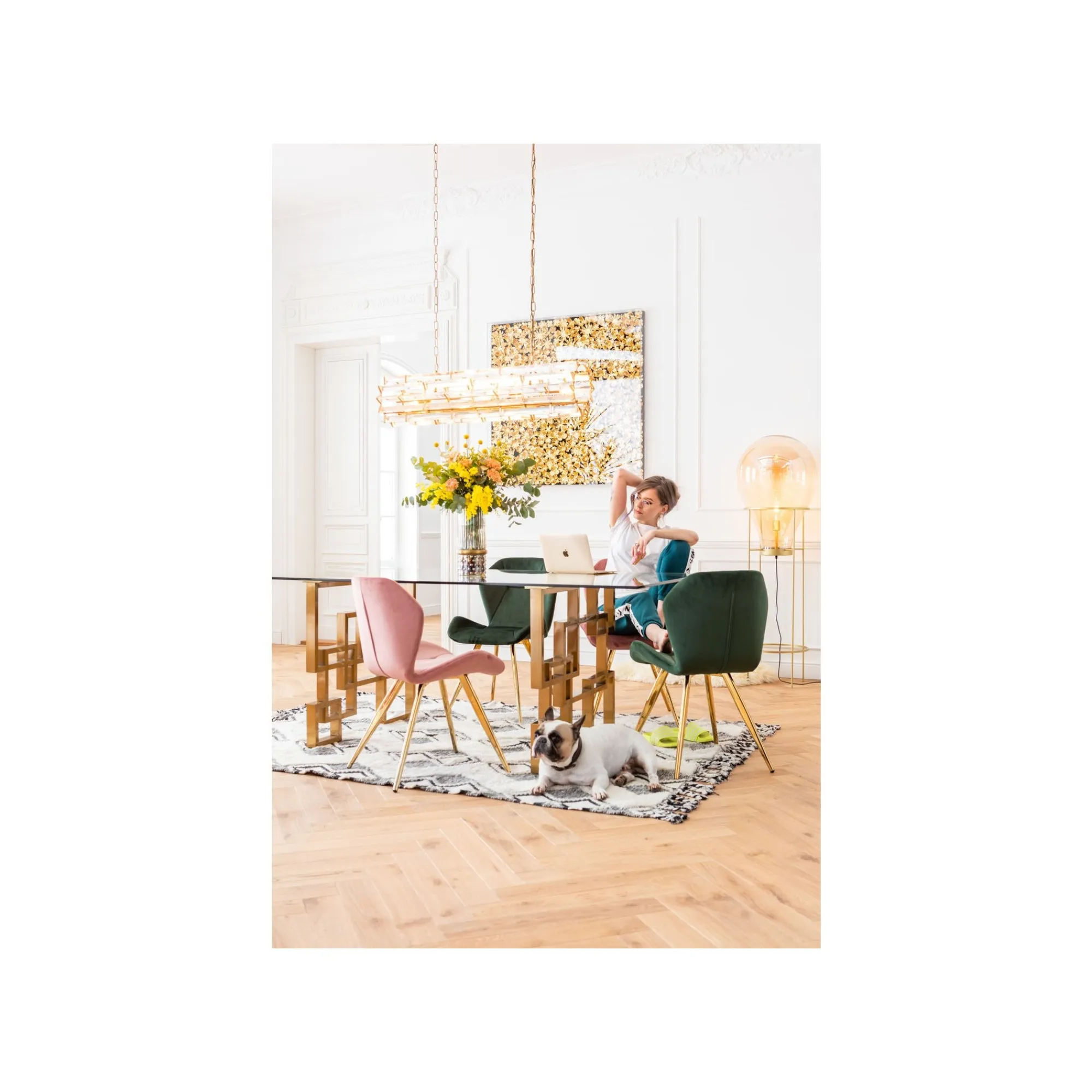KARE Design Chaise Viva Velours Vert Et Or ^ Chaise