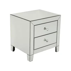 KARE Design Chevet Luxury 2 Tiroirs Argent ^ Table D'Appoint & De Chevet