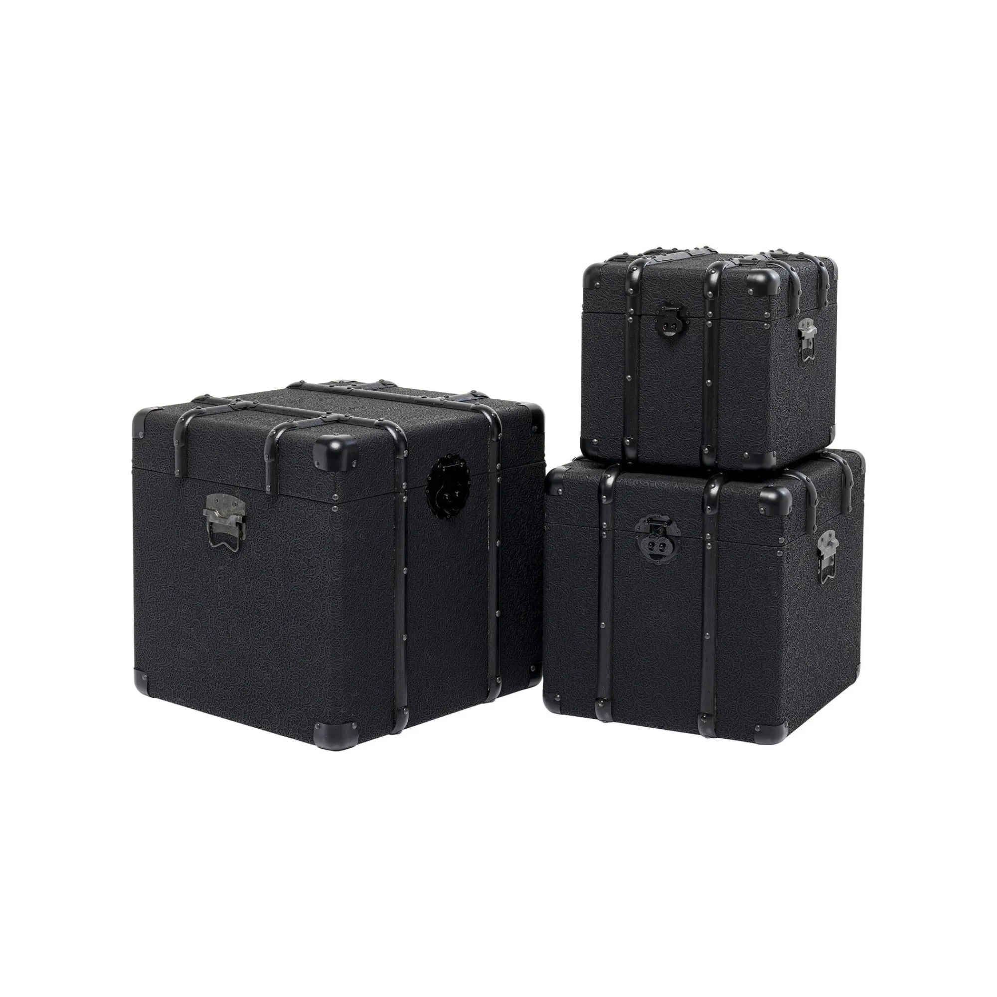 KARE Design Coffres Voyage Noirs Set De 3 ^ Coffre & Malle|Boîte