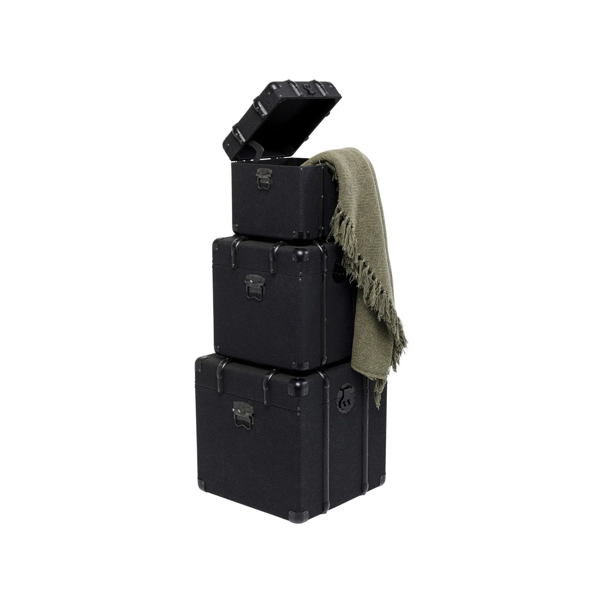 KARE Design Coffres Voyage Noirs Set De 3 ^ Coffre & Malle|Boîte