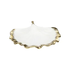 KARE Design Coupe Feuille De Ginkgo Bordure Dorée ^ Vaisselle