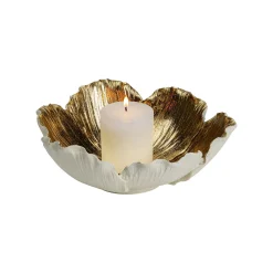 KARE Design Coupe Fleur Dorée Et Blanche 25cm ^ Vaisselle