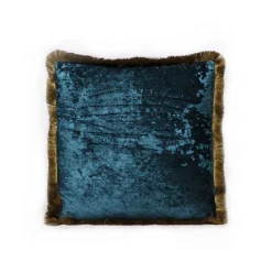 KARE Design Coussin à Franges Cannes Bleu Pétrole ^ Coussin & Plaid