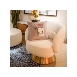 KARE Design Coussin Gris Visage Femme ^ Coussin & Plaid