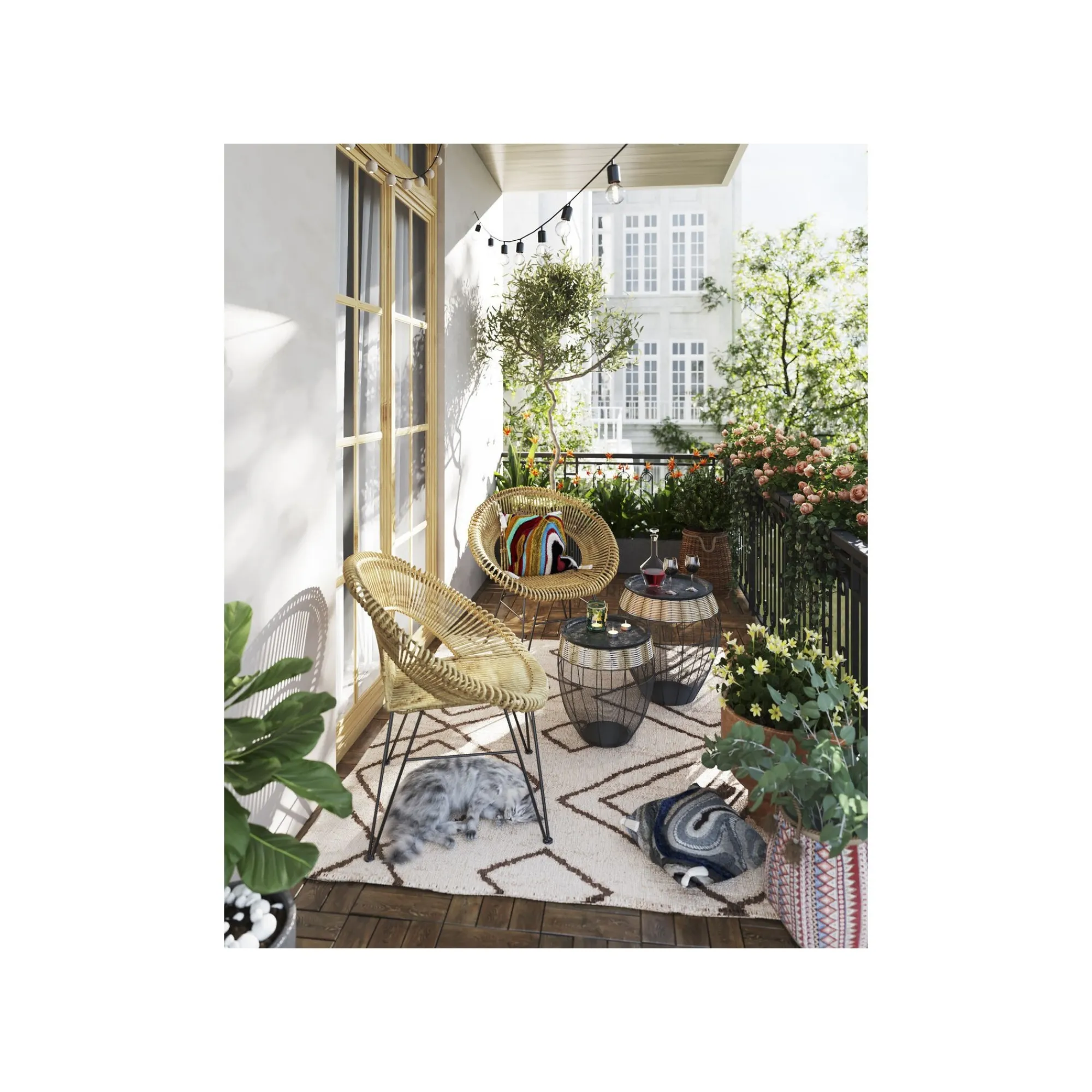 KARE Design Coussin Vagues Multicolores ^ Coussin & Plaid