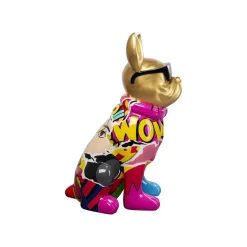 KARE Design Déco Bouledogue Doré Graffiti Lunettes 49cm ^ Déco