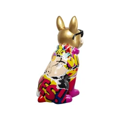 KARE Design Déco Bouledogue Doré Graffiti Lunettes 20cm ^ Déco