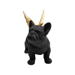 KARE Design Déco Bouledogue Noir Texturé Ailes Dorées ^ Déco
