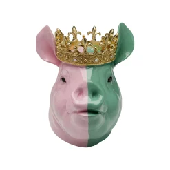 KARE Design Déco Cochon Roi Rose Et Vert ^ Déco