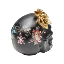 KARE Design Déco Crâne Noir Fleurs ^ Déco