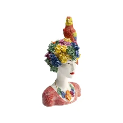 KARE Design Déco Femme Fleurs Perroquet 28cm ^ Déco