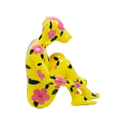 KARE Design Déco Gangster Chien Jaune XL Fleurs Roses ^ Déco