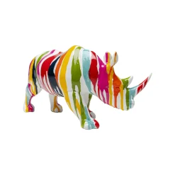 KARE Design Déco Rhino Blanc Coulées De Peinture 34cm ^ Déco