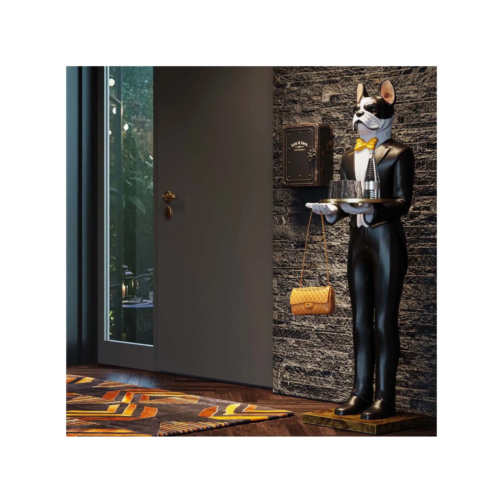 KARE Design Déco XL Chien Majordome Noir Et Blanc 165cm ^ Déco