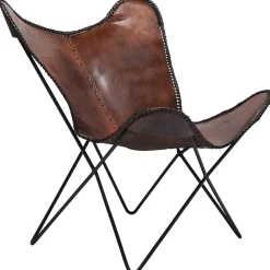 KARE Design Fauteuil Butterfly Marron Pieds Noirs ^ Fauteuil
