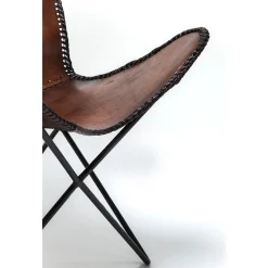 KARE Design Fauteuil Butterfly Marron Pieds Noirs ^ Fauteuil