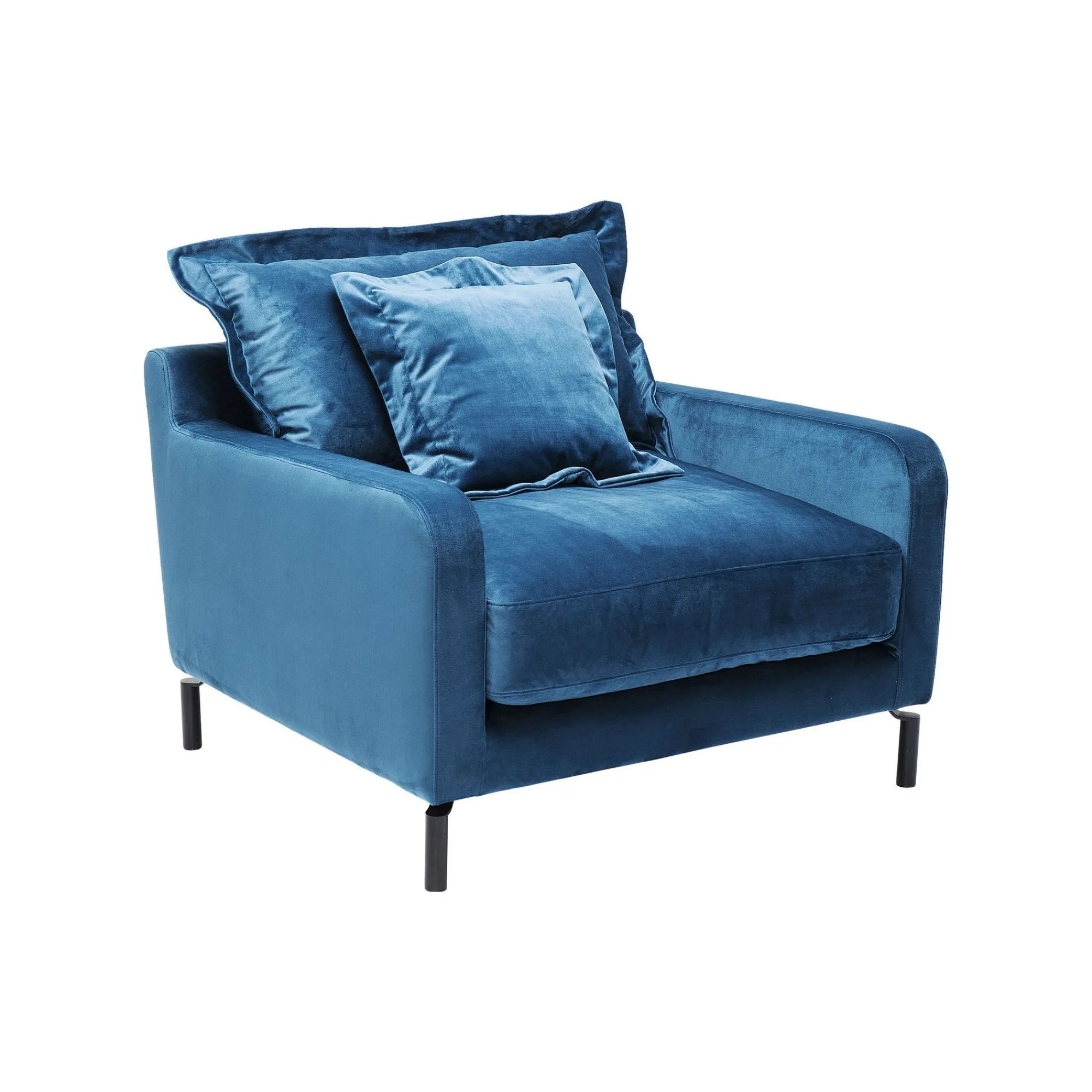KARE Design Fauteuil Lullaby Velours Bleu Pétrole ^ Fauteuil
