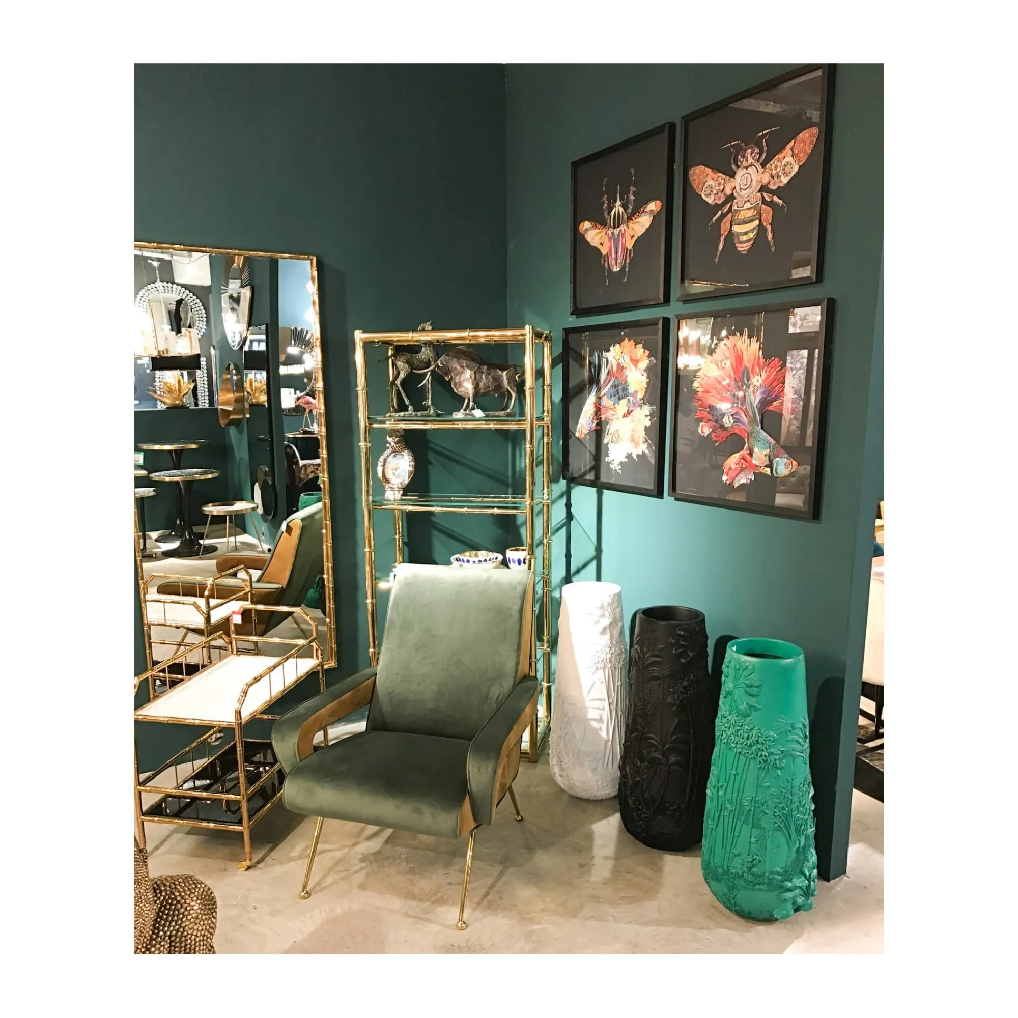 KARE Design Fauteuil Luna Velours Vert ^ Fauteuil