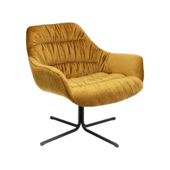 KARE Design Fauteuil Pivotant Bristol Velours Jaune ^ Fauteuil
