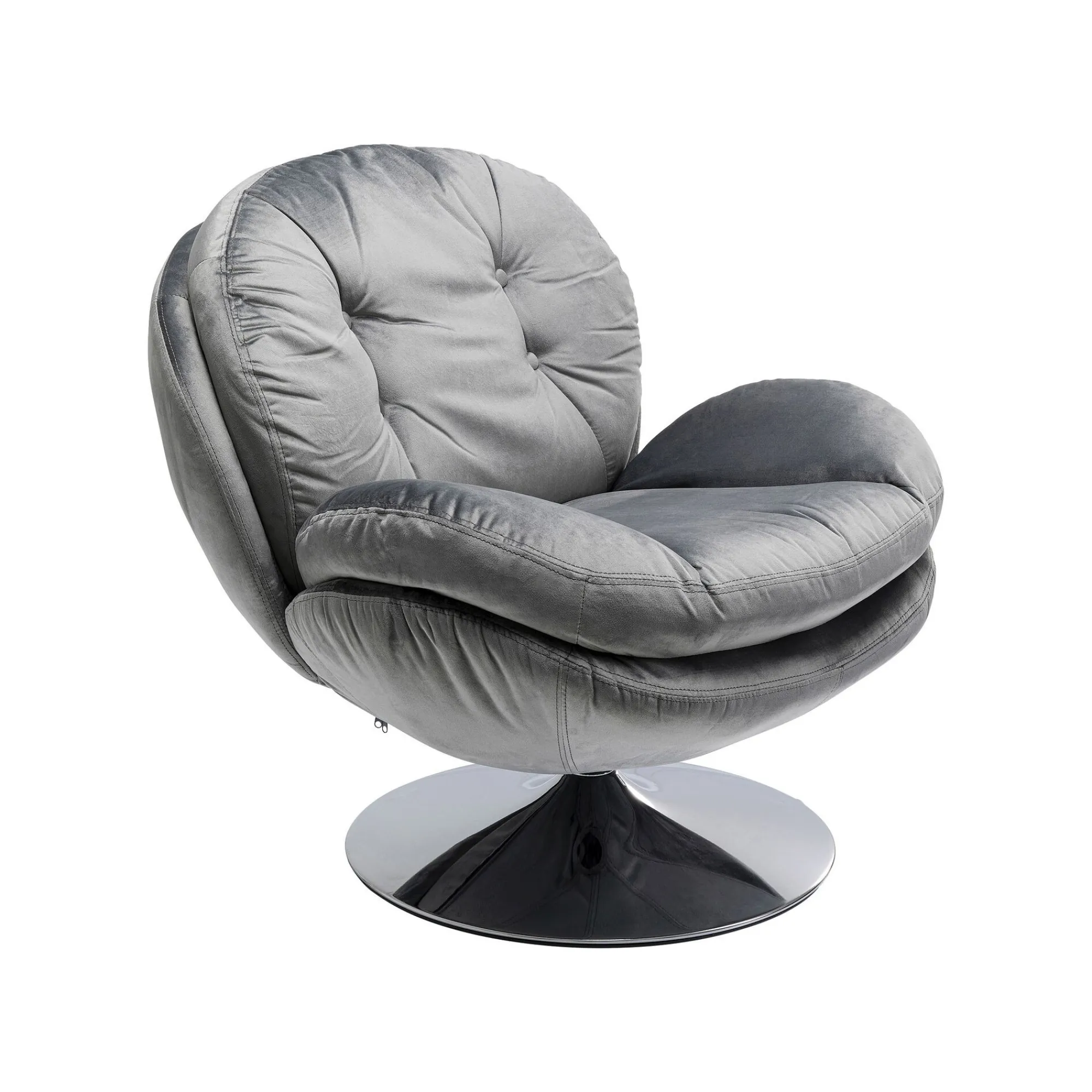 KARE Design Fauteuil Pivotant Cosy Velours Gris ^ Fauteuil