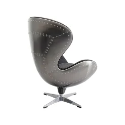 KARE Design Fauteuil Pivotant Lounge Noir Et Gris Rivets ^ Fauteuil