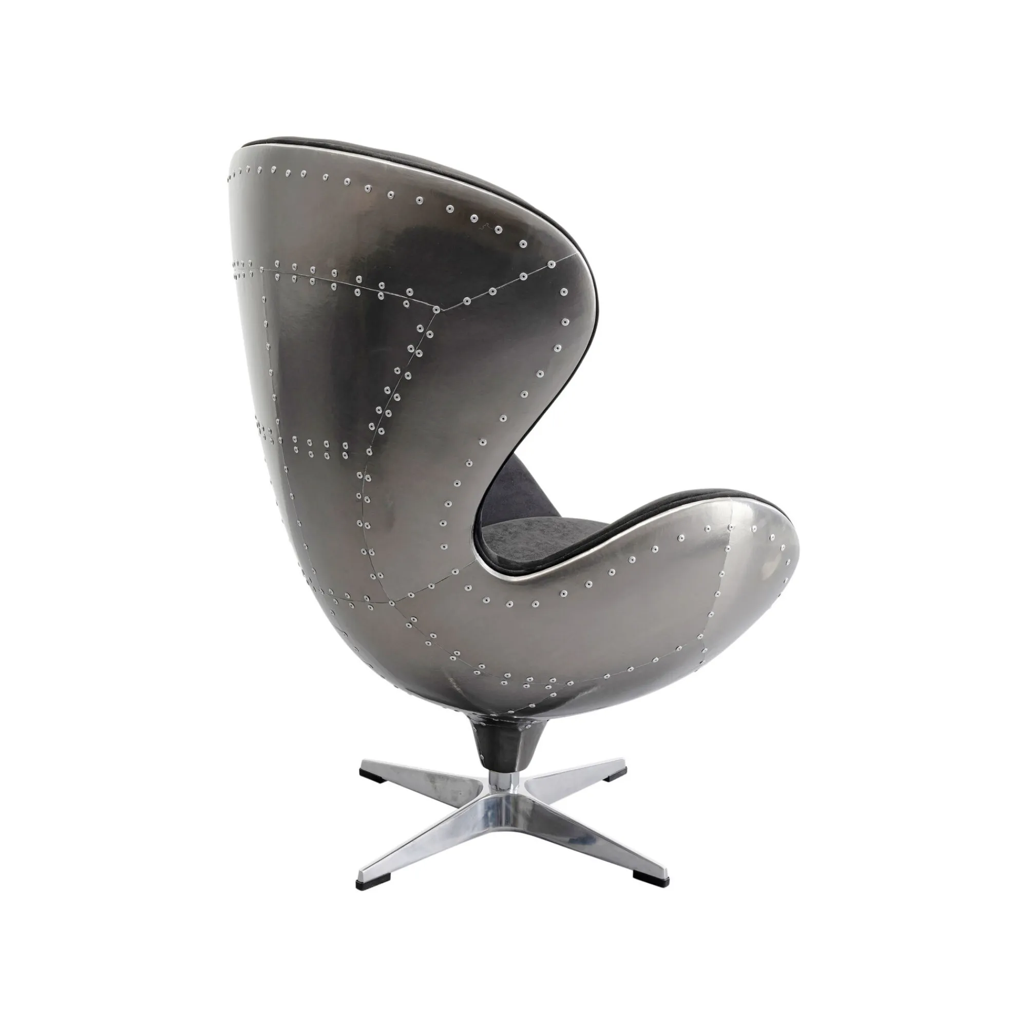 KARE Design Fauteuil Pivotant Lounge Noir Et Gris Rivets ^ Fauteuil