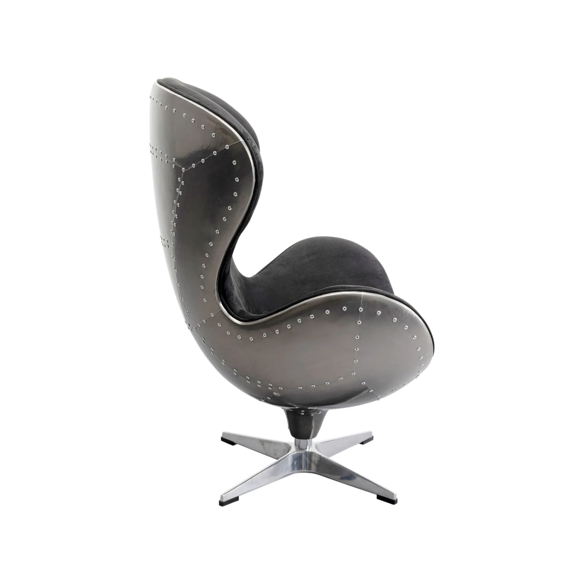KARE Design Fauteuil Pivotant Lounge Noir Et Gris Rivets ^ Fauteuil