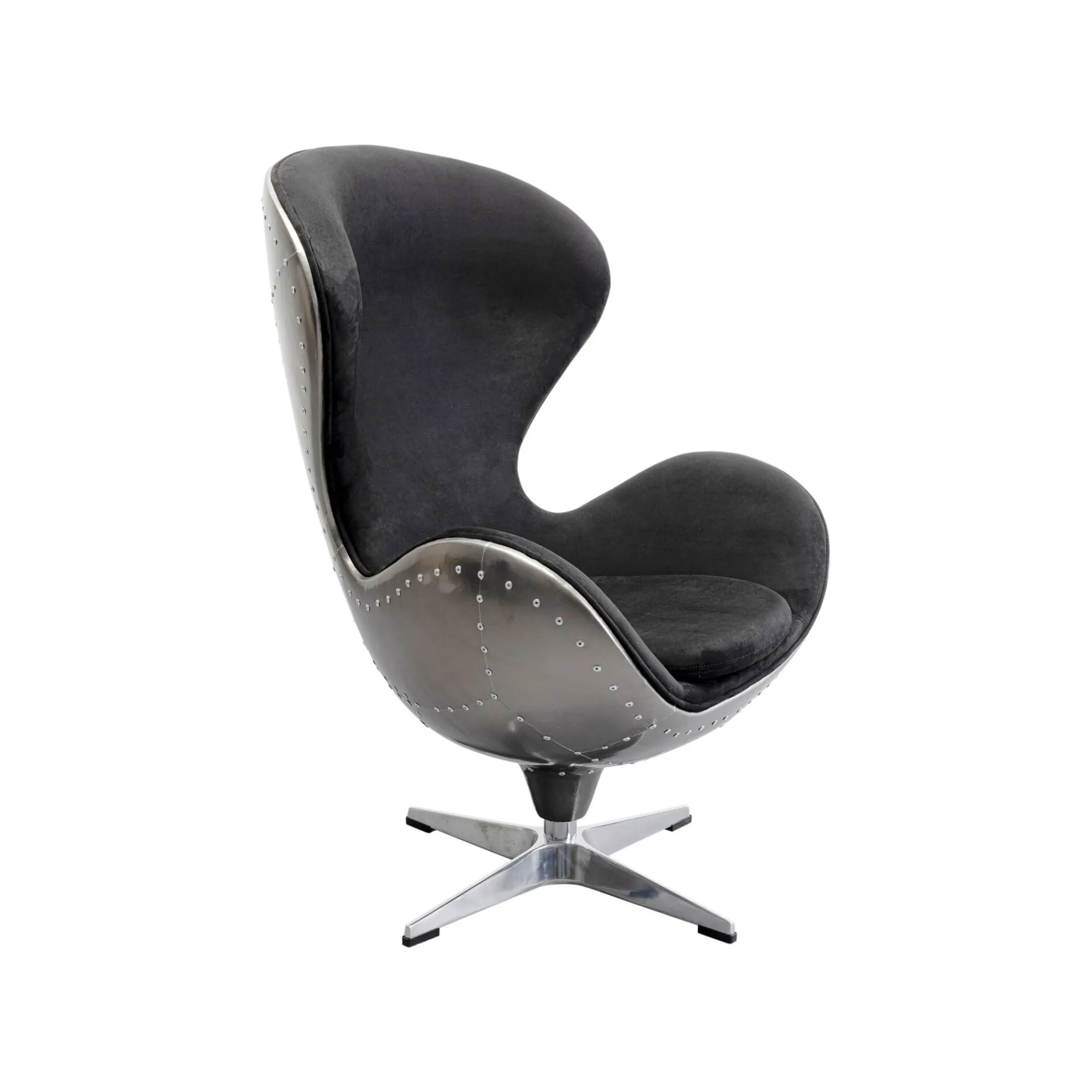 KARE Design Fauteuil Pivotant Lounge Noir Et Gris Rivets ^ Fauteuil