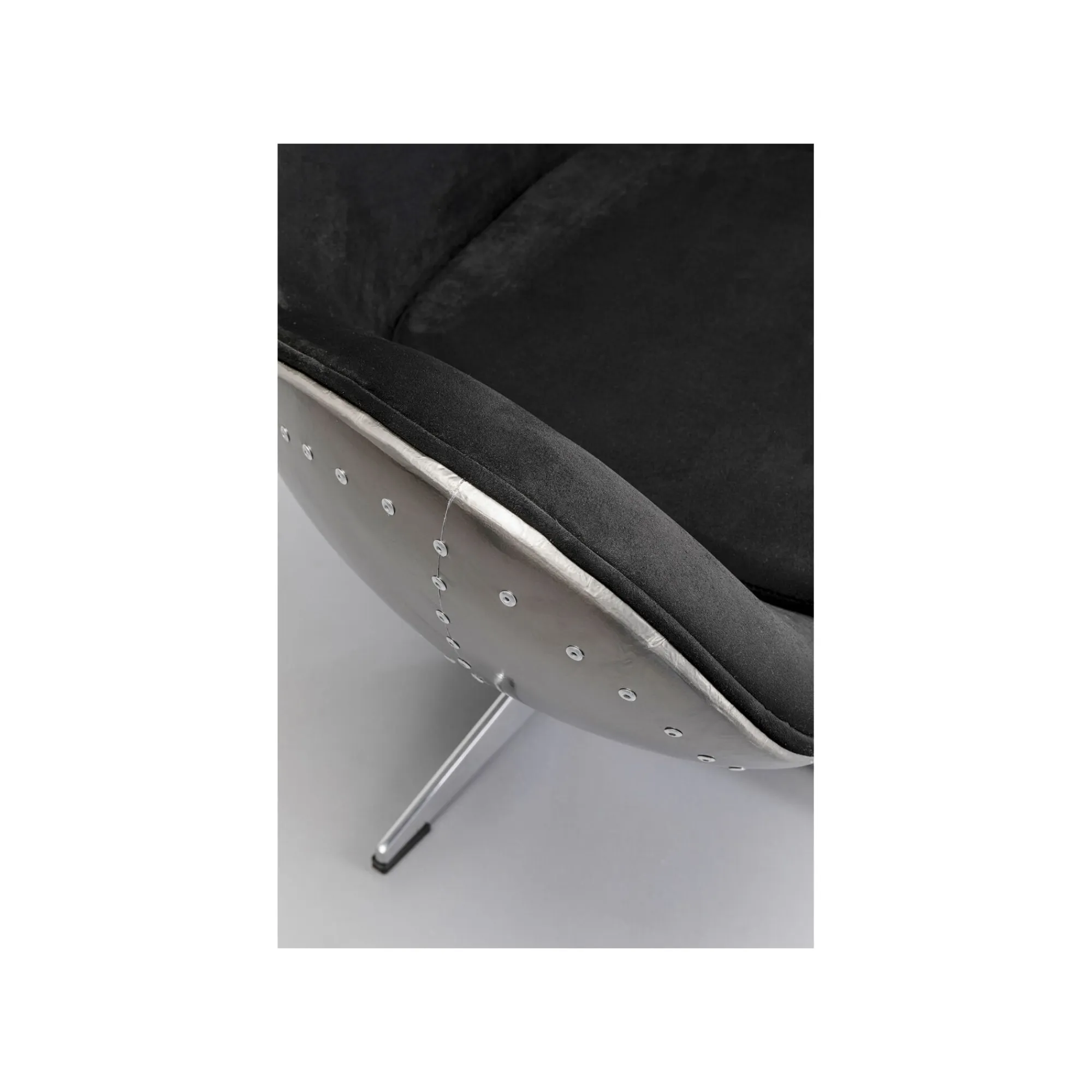 KARE Design Fauteuil Pivotant Lounge Noir Et Gris Rivets ^ Fauteuil