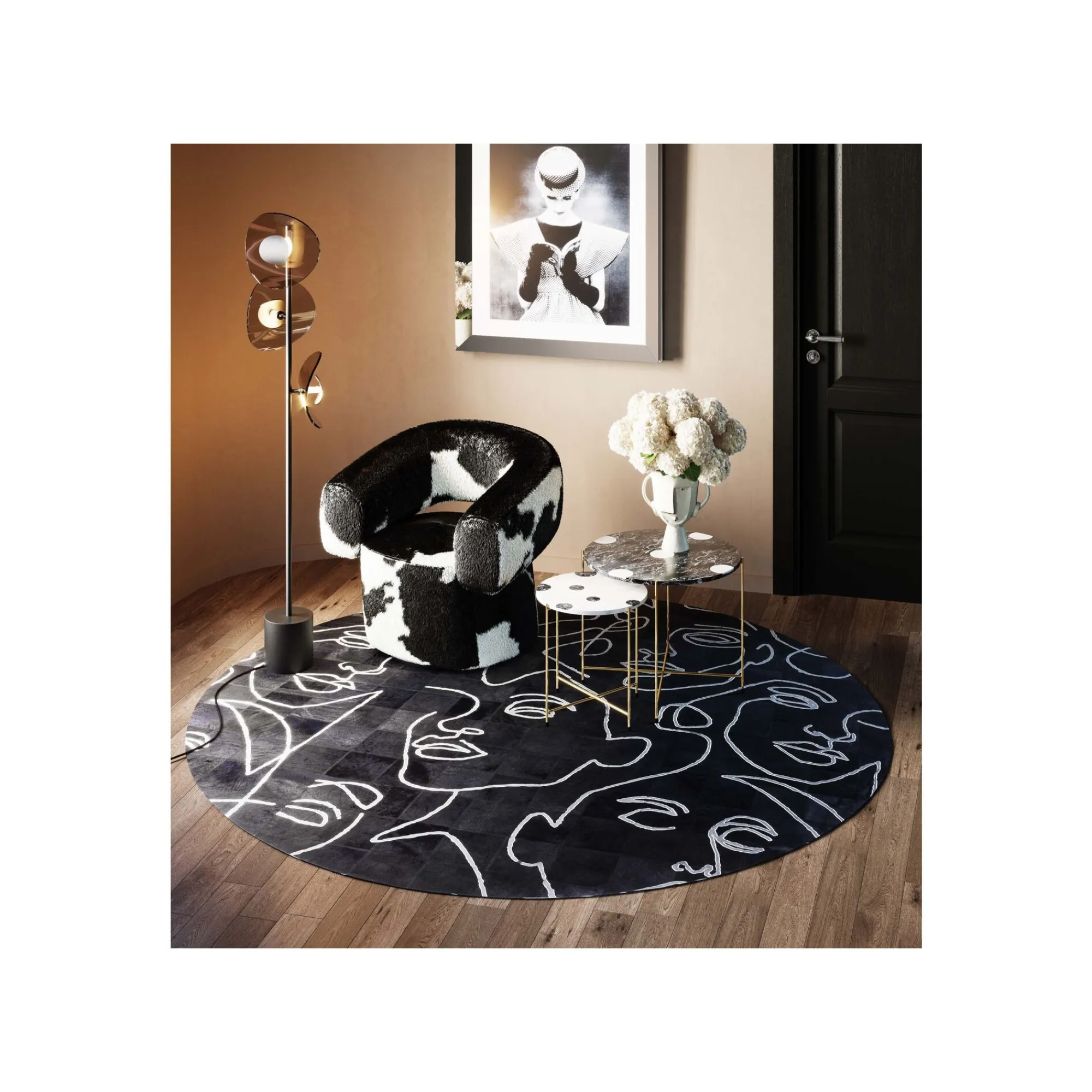 KARE Design Fauteuil Pivotant Maye Noir Et Blanc ^ Fauteuil