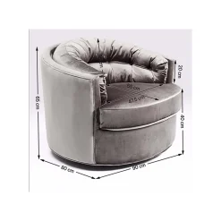 KARE Design Fauteuil Pivotant Music Hall Velours Gris ^ Fauteuil