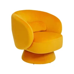 KARE Design Fauteuil Pivotant Orion Velours Jaune ^ Fauteuil