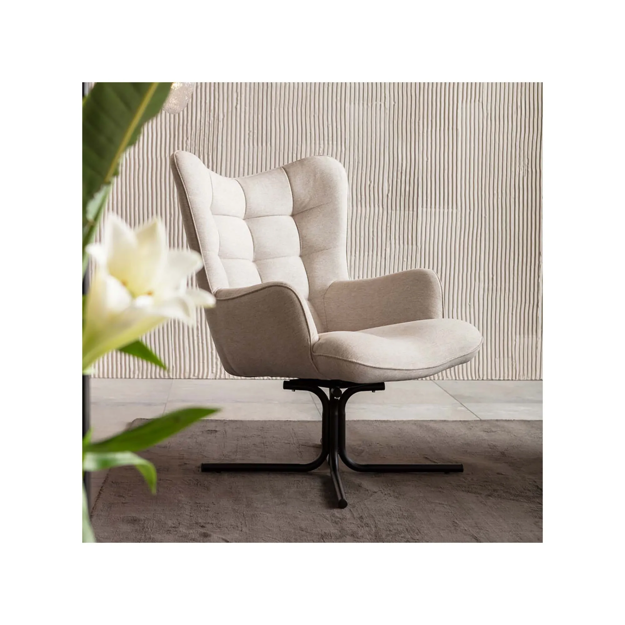 KARE Design Fauteuil Pivotant Oscar Crème ^ Fauteuil|Chaise De Bureau