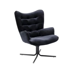 KARE Design Fauteuil Pivotant Oscar Velours Noir ^ Fauteuil|Chaise De Bureau