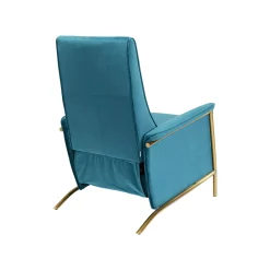 KARE Design Fauteuil Relax Lazy Velours Bleu Pétrole ^ Fauteuil