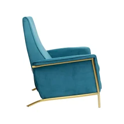 KARE Design Fauteuil Relax Lazy Velours Bleu Pétrole ^ Fauteuil