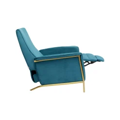 KARE Design Fauteuil Relax Lazy Velours Bleu Pétrole ^ Fauteuil