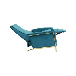 KARE Design Fauteuil Relax Lazy Velours Bleu Pétrole ^ Fauteuil