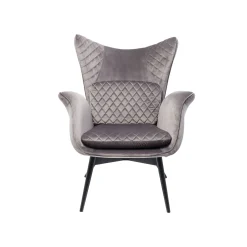 KARE Design Fauteuil Tudor Velours Gris ^ Fauteuil