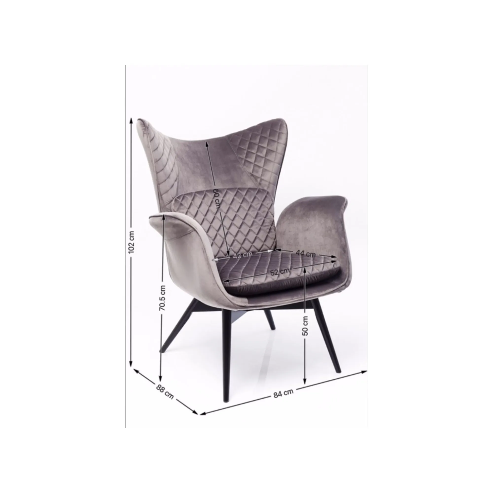 KARE Design Fauteuil Tudor Velours Gris ^ Fauteuil