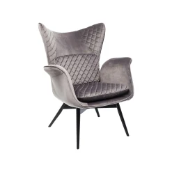 KARE Design Fauteuil Tudor Velours Gris ^ Fauteuil