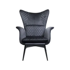 KARE Design Fauteuil Tudor Velours Noir ^ Fauteuil