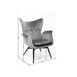 KARE Design Fauteuil Tudor Velours Noir ^ Fauteuil