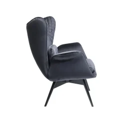 KARE Design Fauteuil Tudor Velours Noir ^ Fauteuil