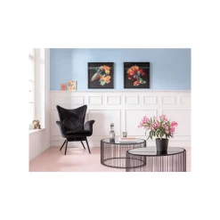 KARE Design Fauteuil Tudor Velours Noir ^ Fauteuil