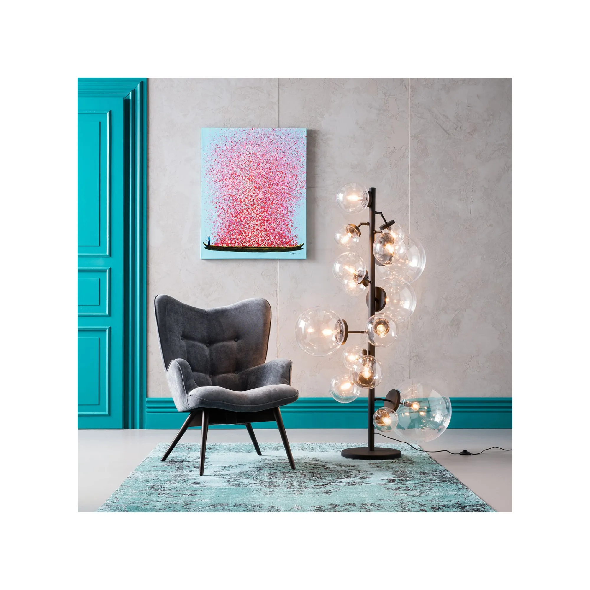 KARE Design Fauteuil Vicky Velours Gris ^ Fauteuil