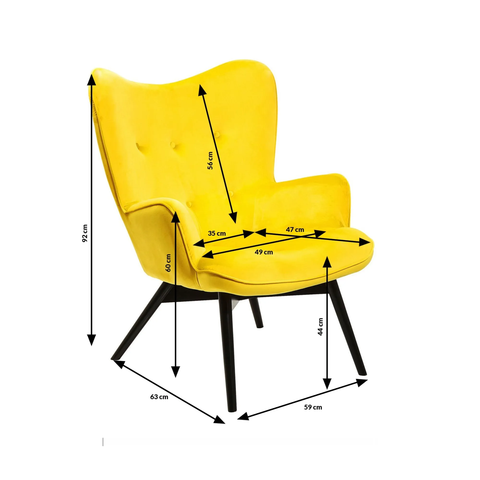 KARE Design Fauteuil Vicky Velours Jaune ^ Fauteuil