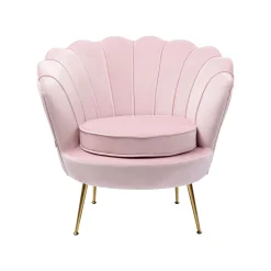 KARE Design Fauteuil Water Lily Velours Rose Et Acier Doré ^ Fauteuil