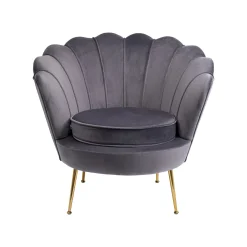 KARE Design Fauteuil Water Lily Velours Gris Et Acier Doré ^ Fauteuil