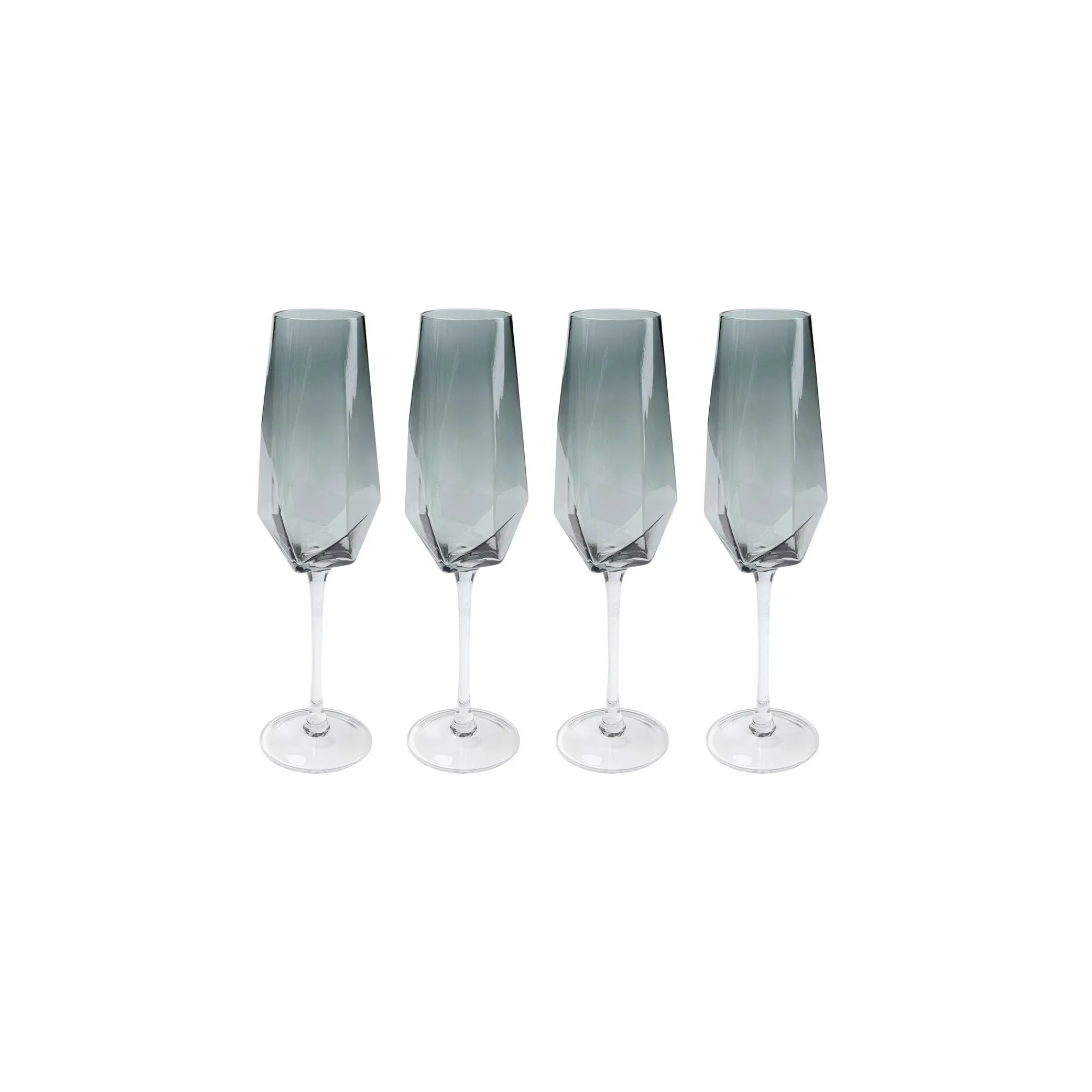KARE Design Flûtes à Champagne Diamond Fumé Set De 4 ^ Vaisselle